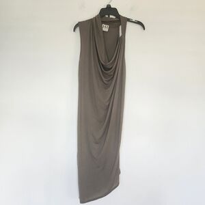 Haute Hippie Draped Midi Dress Asymetrical Army Green Badie Sexy Minimalist S